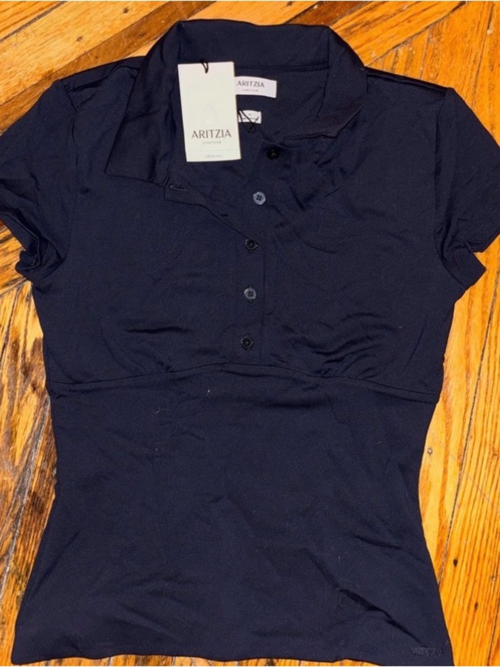 Aritzia Dark Navy Fitted Polo Top